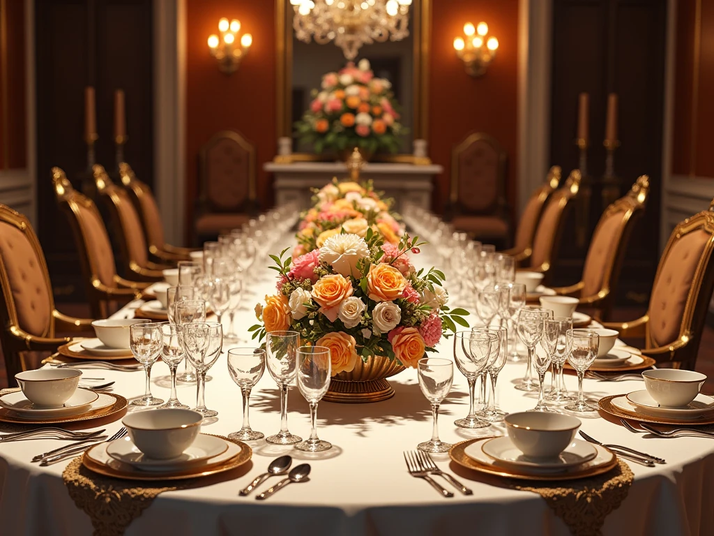 Luxurious table settings and decorations